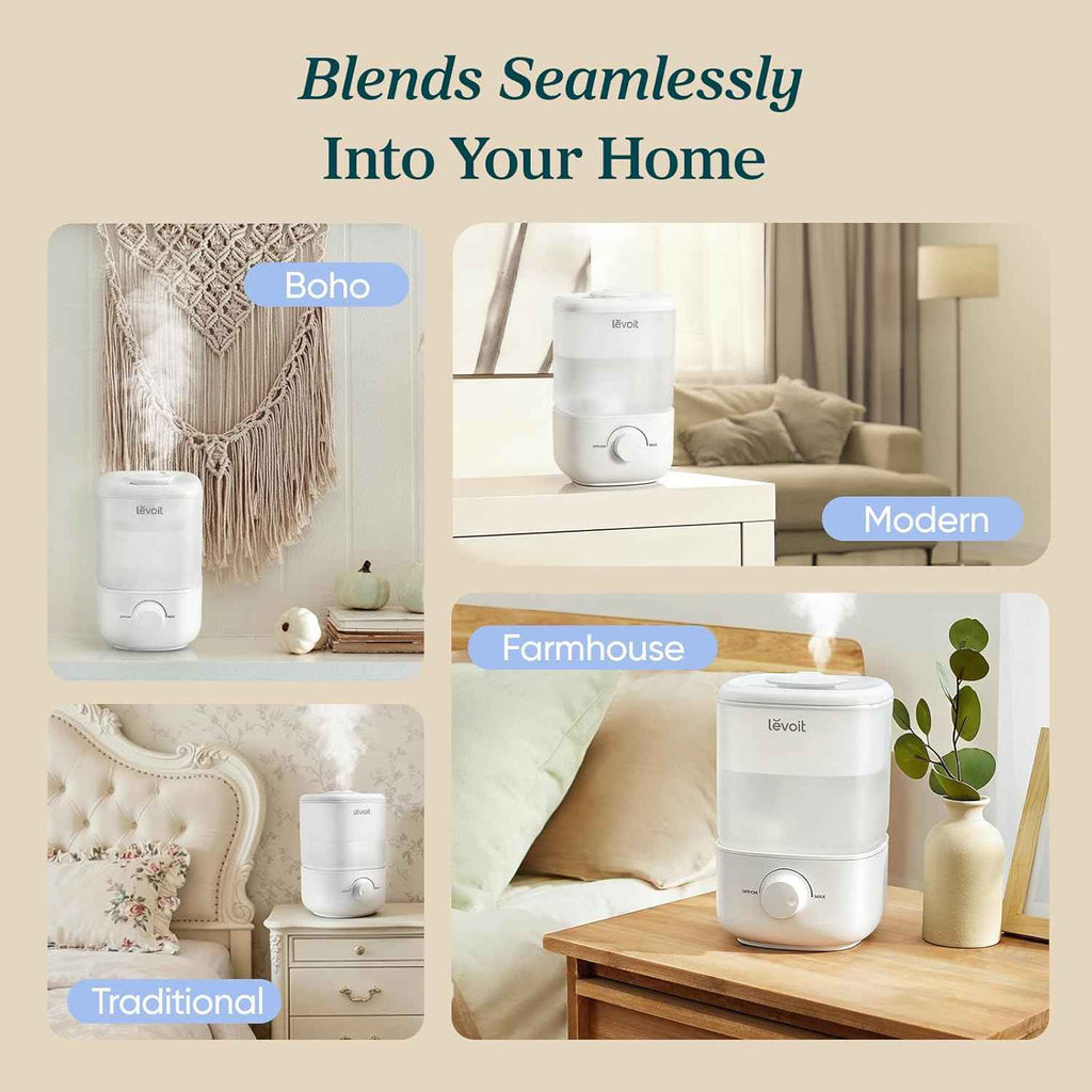 LEVOIT Top Fill Humidifier for Blocked Nose, 2.5L Tank for Large Room, Quiet Cool Mist Air Humidifier for Home Baby Nursery & Plants, Easy to Fill & Clean, Auto Shut-off for Safety, 25H