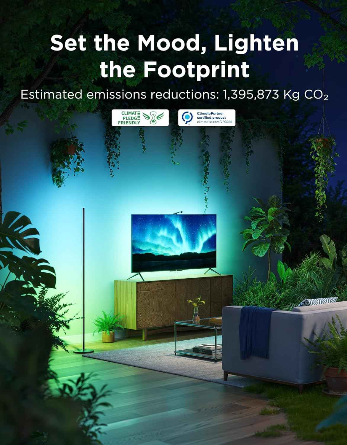 Govee RGBIC LED Lamp - 1000lm Smart Corner Lamp with Music Sync, 16 Million Colors, Compatible with SmartThings, Alexa, and Matter for Bedroom and Living Room