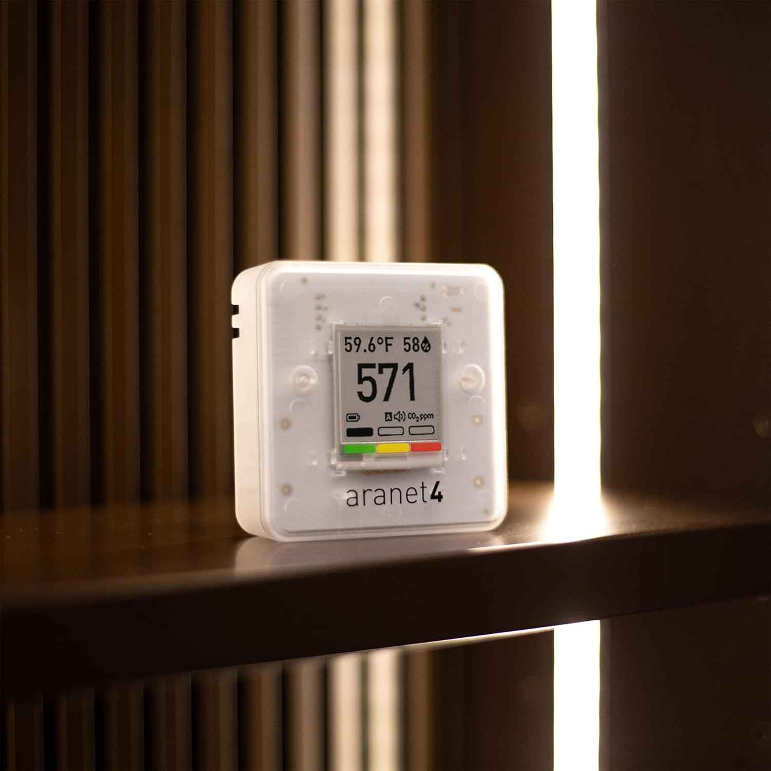 SAF Aranet4 Home Indoor Air Quality Monitor: Wireless CO2, Temperature, and Humidity Tracker for Office or School, Portable with E-Ink Screen and App Management