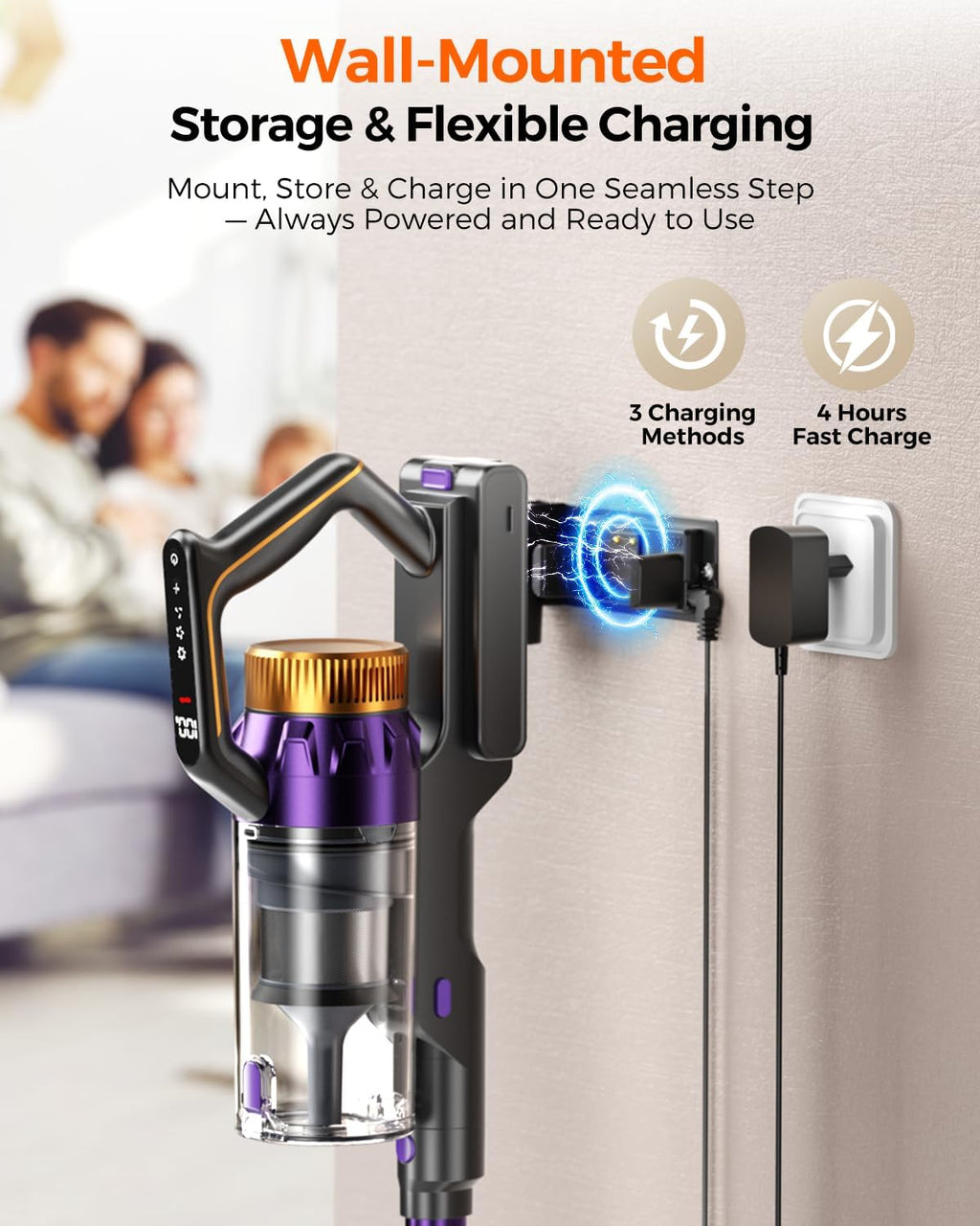Cordless Vacuum Cleaner for Home, 580W/48KPa Powerful Suction, 65 Min Runtime, Lightweight Stick Vacuum with Touch Screen & Wall Mount, Handheld Vacuum for Pet Hair, Carpet & Hard Floors Yenka Supply