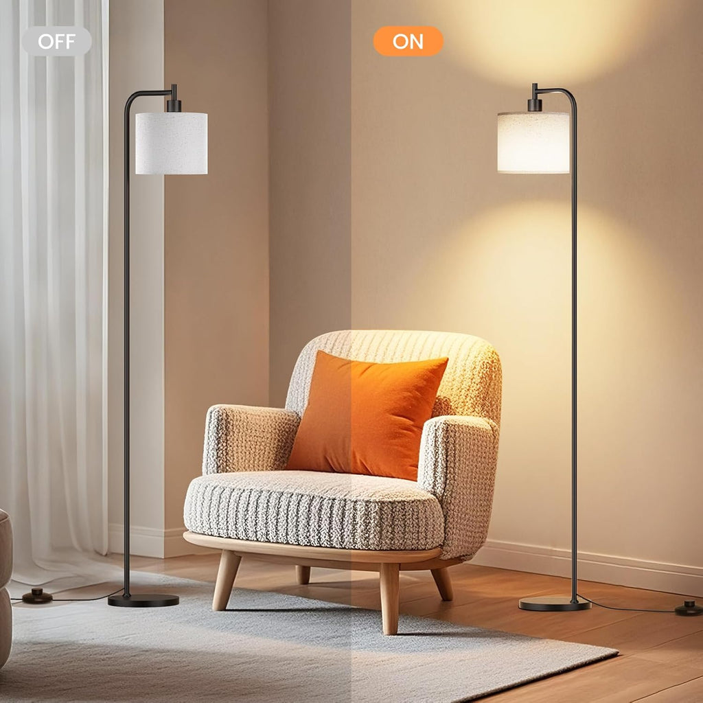 SIBRILLE Floor Lamp with Linen Shade, Dimmable Tall Standing Lamp with Remote Control & 3 Color Temperatures, Modern Corner Floor Lamps for Living Room Bedroom Office, 9W LED Bulb Included Yenka Supply