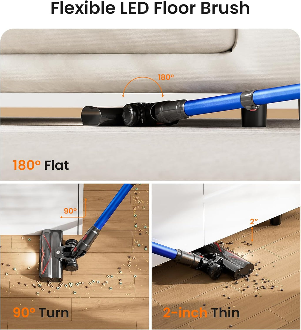 NADALY Cordless Vacuum Cleaner, 550W 45Kpa 65Mins Vacuum Cleaners for Home, Stick Vacuum with LED Display, Anti-Tangle, Self-Standing, 8-in-1 Lightweight Vacuum for Hardwood Floor/Carpet/Pet Hair Yenka Supply
