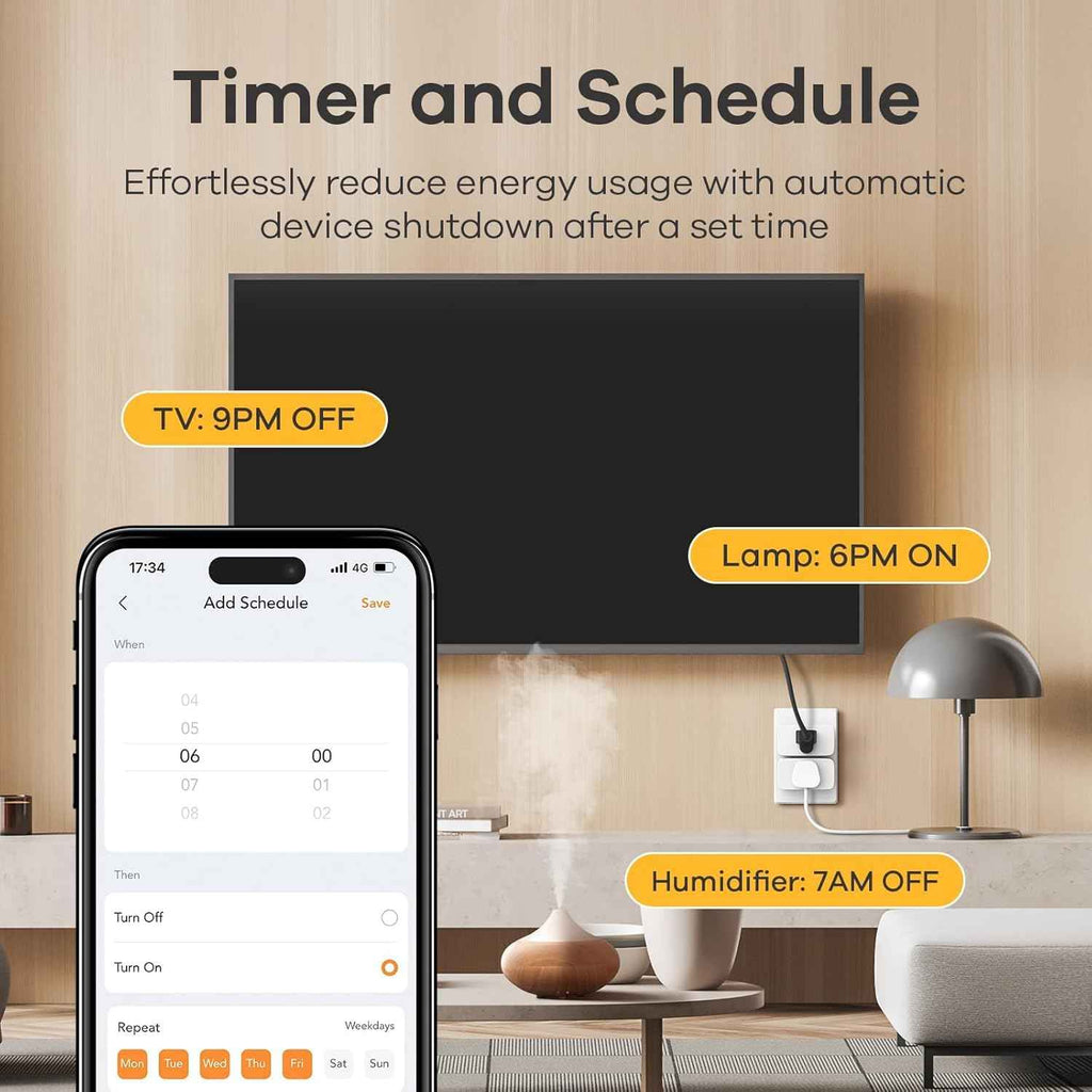 Linkind Matter Smart Plug - 15A/1800W Wi-Fi Smart Outlet Compatible with Apple Home, Siri, Alexa, Google & SmartThings, Remote Control & Scheduling, 4 Pack