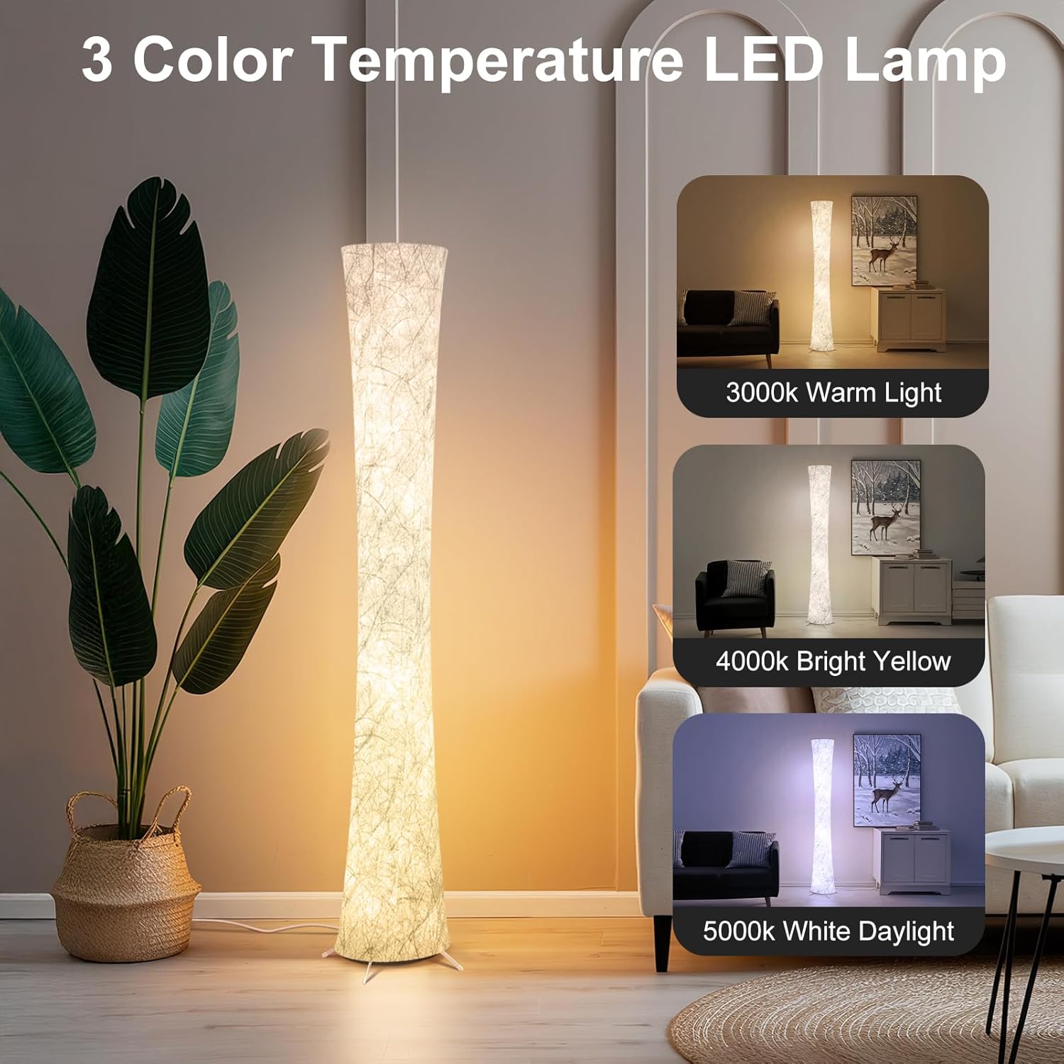 WORLD WIN Floor Lamp, 61'' Smart RGB LED Corner Lamp with Music Sync and 16 Million DIY Colors, 3 Color Temperature, APP & Remote Control, Color Changing Standing Floor Lamp for Bedroom Living Room Yenka Supply
