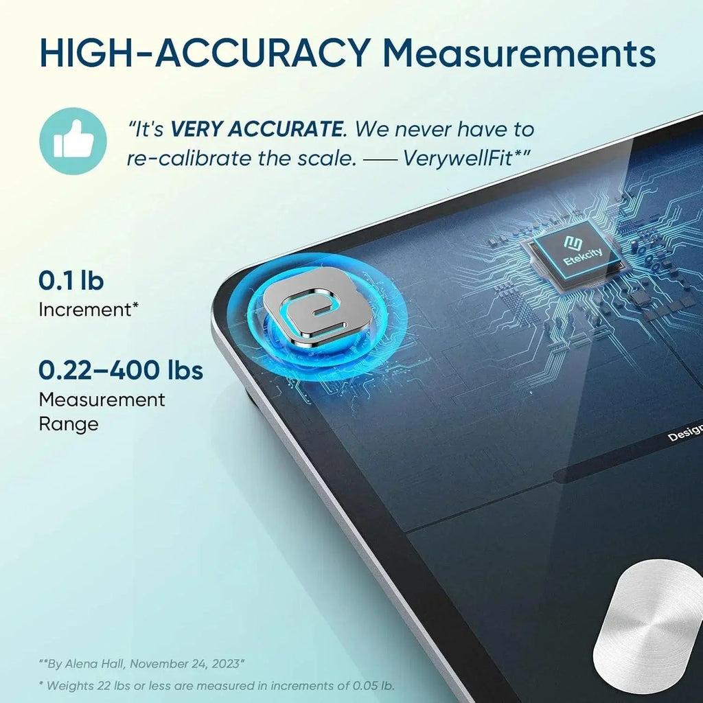 Etekcity Smart Scale for Body Weight, FSA&HSA Eligible, Bathroom Digital Weighing Scale with BMI, Body Fat, Muscle Mass, Accurate Bluetooth Home User Health Equipment Sync Apps, LED, Tempered glass - Yenka Supply