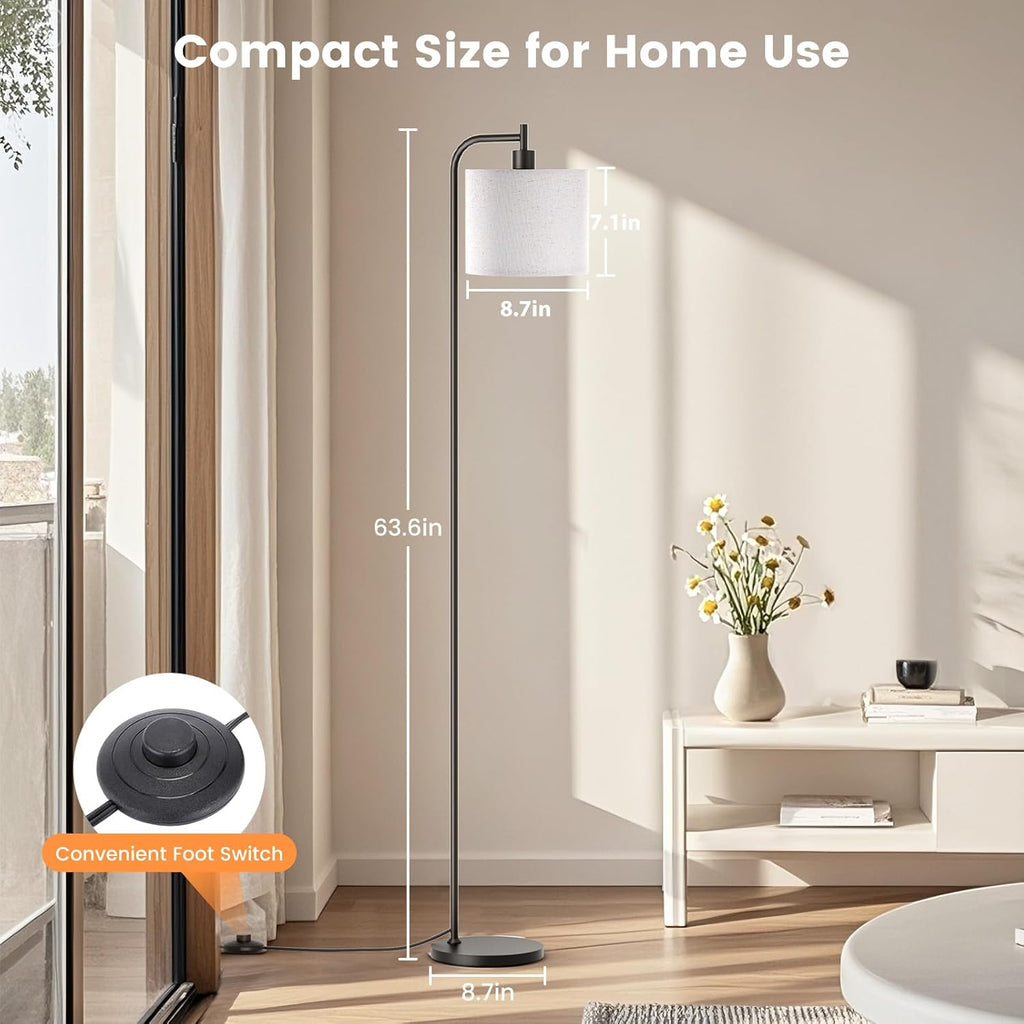 SIBRILLE Floor Lamp with Linen Shade, Dimmable Tall Standing Lamp with Remote Control & 3 Color Temperatures, Modern Corner Floor Lamps for Living Room Bedroom Office, 9W LED Bulb Included Yenka Supply