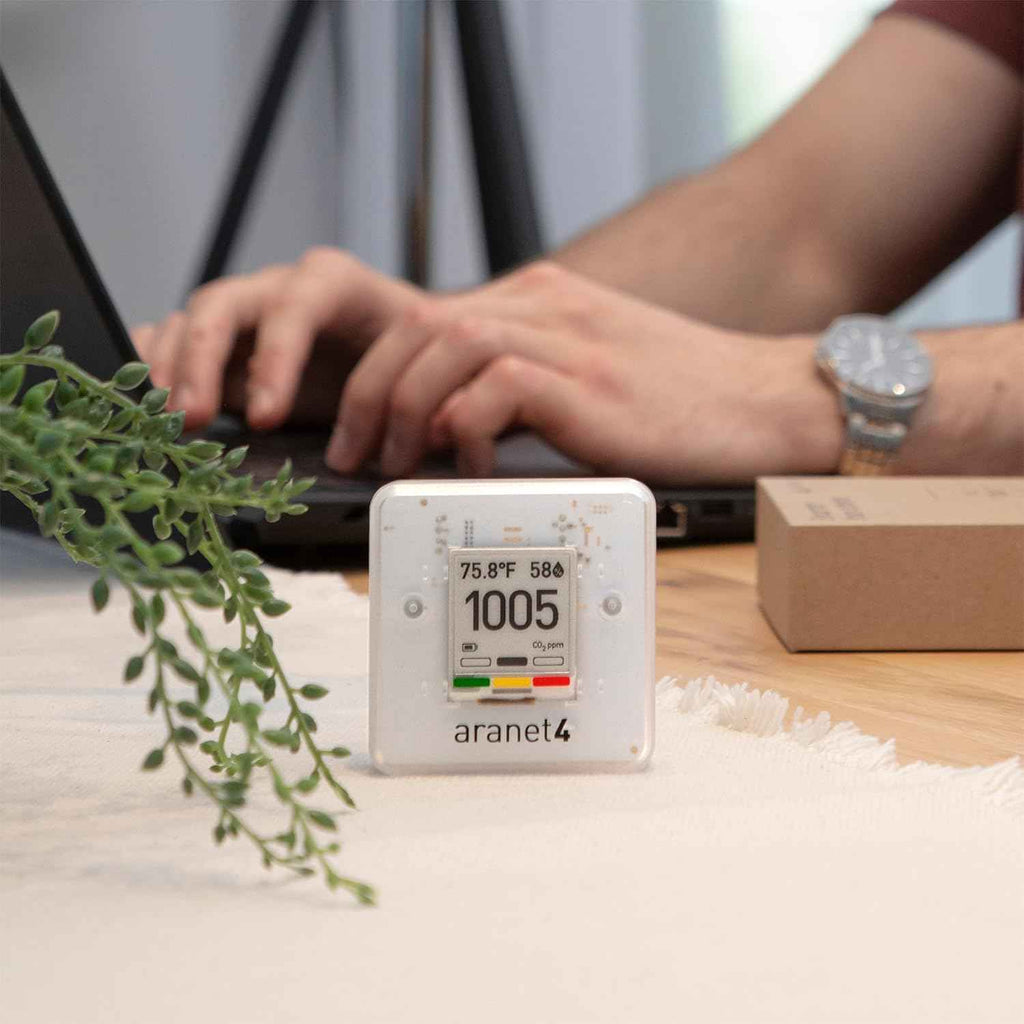 SAF Aranet4 Home Indoor Air Quality Monitor: Wireless CO2, Temperature, and Humidity Tracker for Office or School, Portable with E-Ink Screen and App Management
