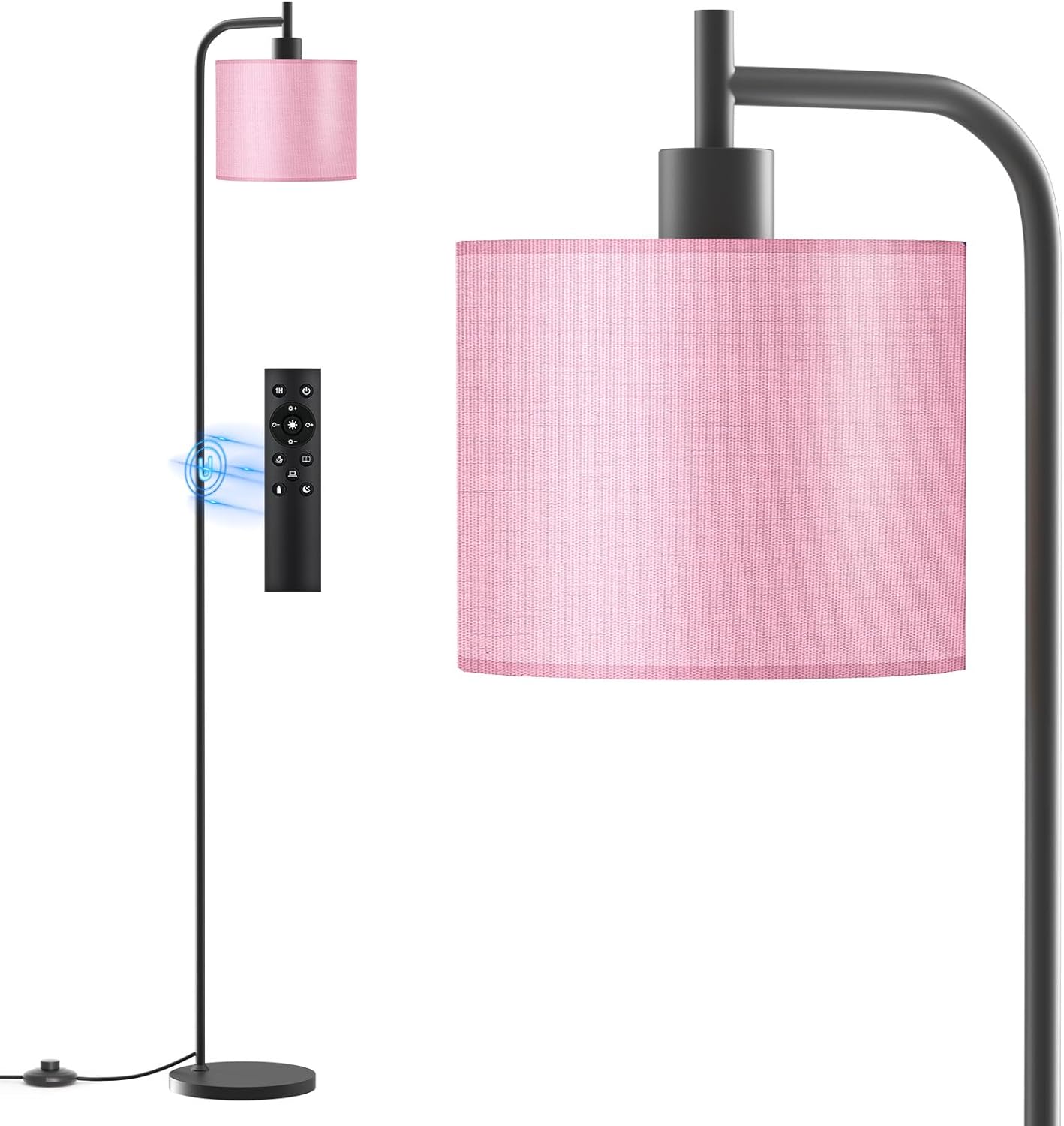 SIBRILLE Floor Lamp with Linen Shade, Dimmable Tall Standing Lamp with Remote Control & 3 Color Temperatures, Modern Corner Floor Lamps for Living Room Bedroom Office, 9W LED Bulb Included Yenka Supply