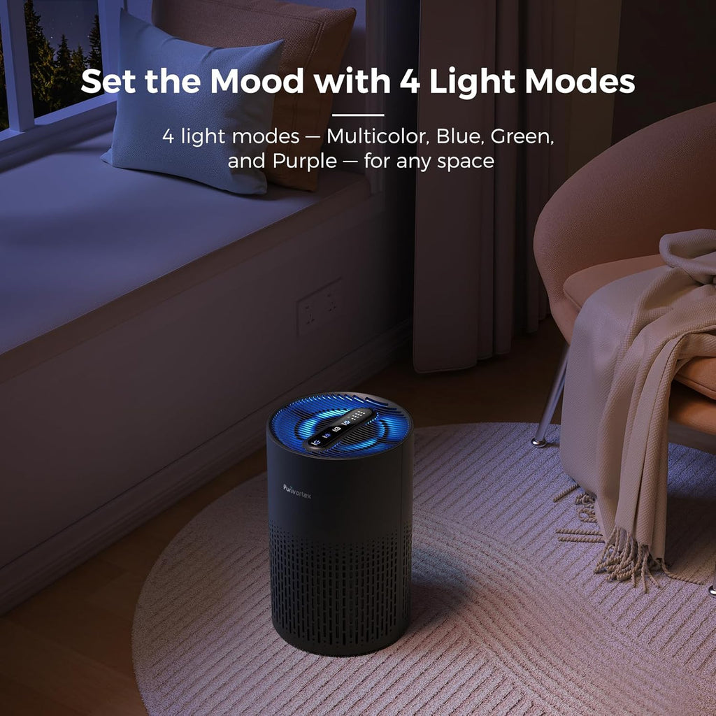 Purivortex Air Purifiers for Dust – Quiet HEPA Filter Air Purifier for Bedroom, Covers Up to 880 Sq Ft, PX500 Black - Yenka Supply