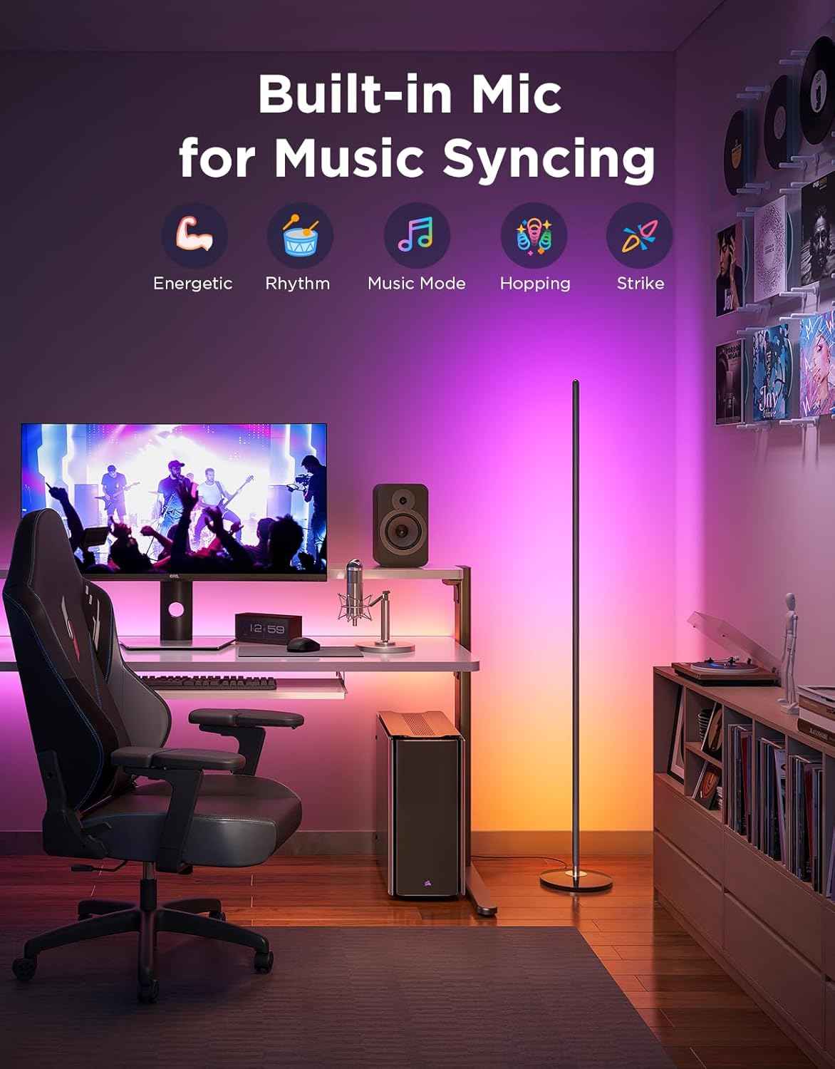 Govee RGBIC LED Lamp - 1000lm Smart Corner Lamp with Music Sync, 16 Million Colors, Compatible with SmartThings, Alexa, and Matter for Bedroom and Living Room