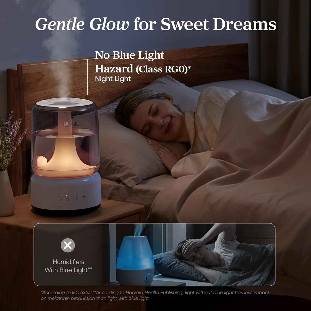 LEVOIT Humidifiers for Bedroom, 4.2L Top Fill for Large Room with 42H Runtime, Dishwasher Safe Design Easy to Clean, 21dB Quiet Cool Mist for Baby, Plants, Night Light, Essential Oil Diffuser, White