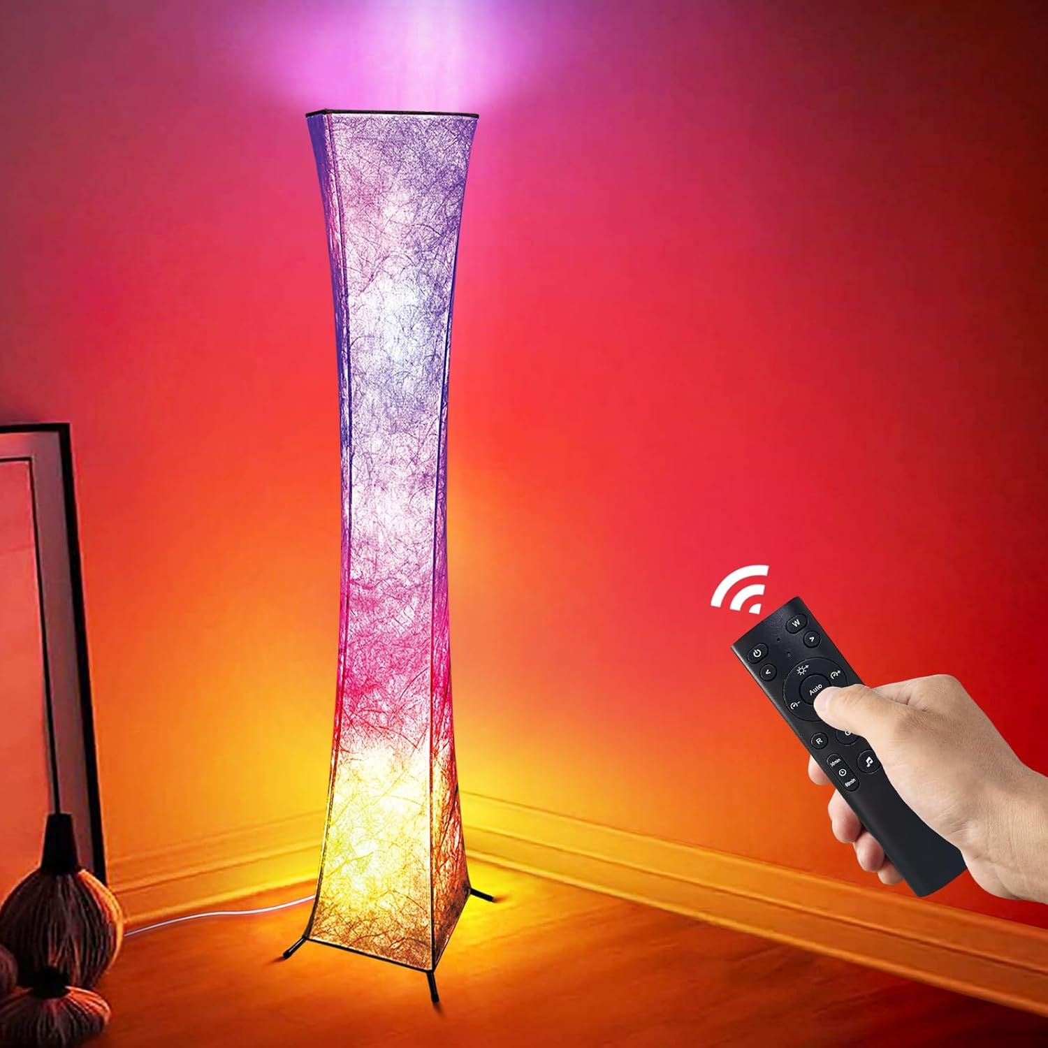 WORLD WIN Floor Lamp, 61'' Smart RGB LED Corner Lamp with Music Sync and 16 Million DIY Colors, 3 Color Temperature, APP & Remote Control, Color Changing Standing Floor Lamp for Bedroom Living Room Yenka Supply