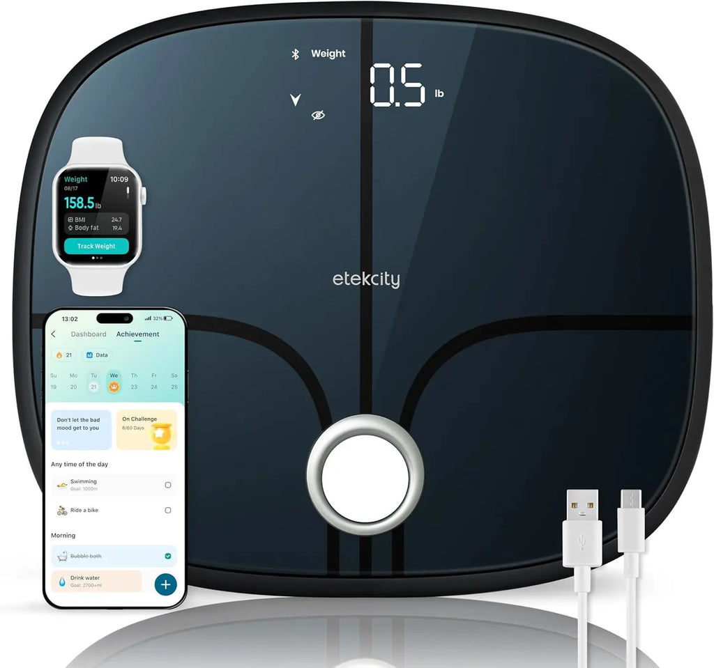 Etekcity Smart Scale for Body Weight, FSA&HSA Eligible, Bathroom Digital Weighing Scale with BMI, Body Fat, Muscle Mass, Accurate Bluetooth Home User Health Equipment Sync Apps, LED, Tempered glass - Yenka Supply