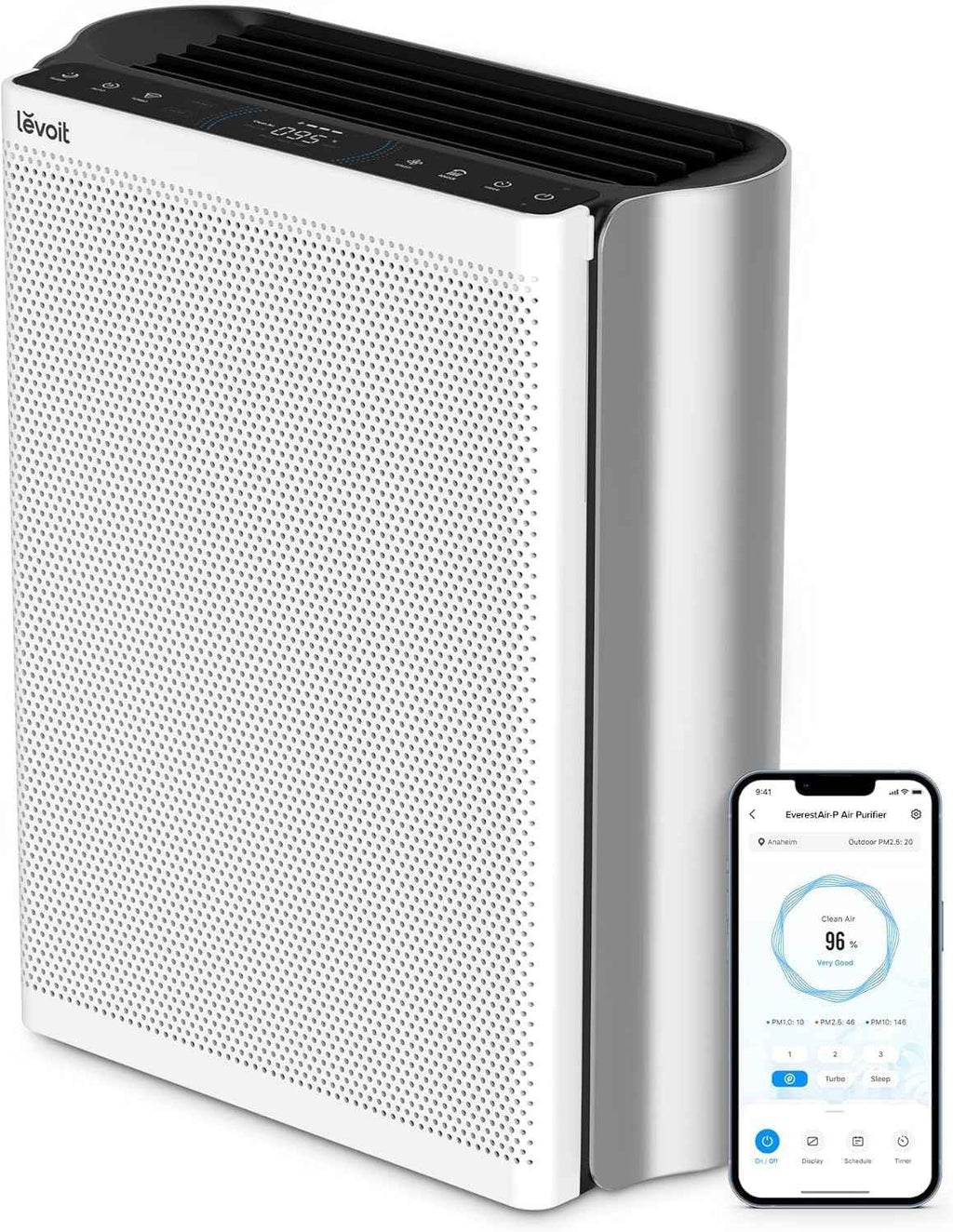 LEVOIT Air Purifier for Large Room up to 1733 Ft² with HEPA Sleep Mode, Smart WiFi, Auto Mode, and 3-in-1 Filter for Pet Allergy, Smoke, Dust - Core 400S-P, White