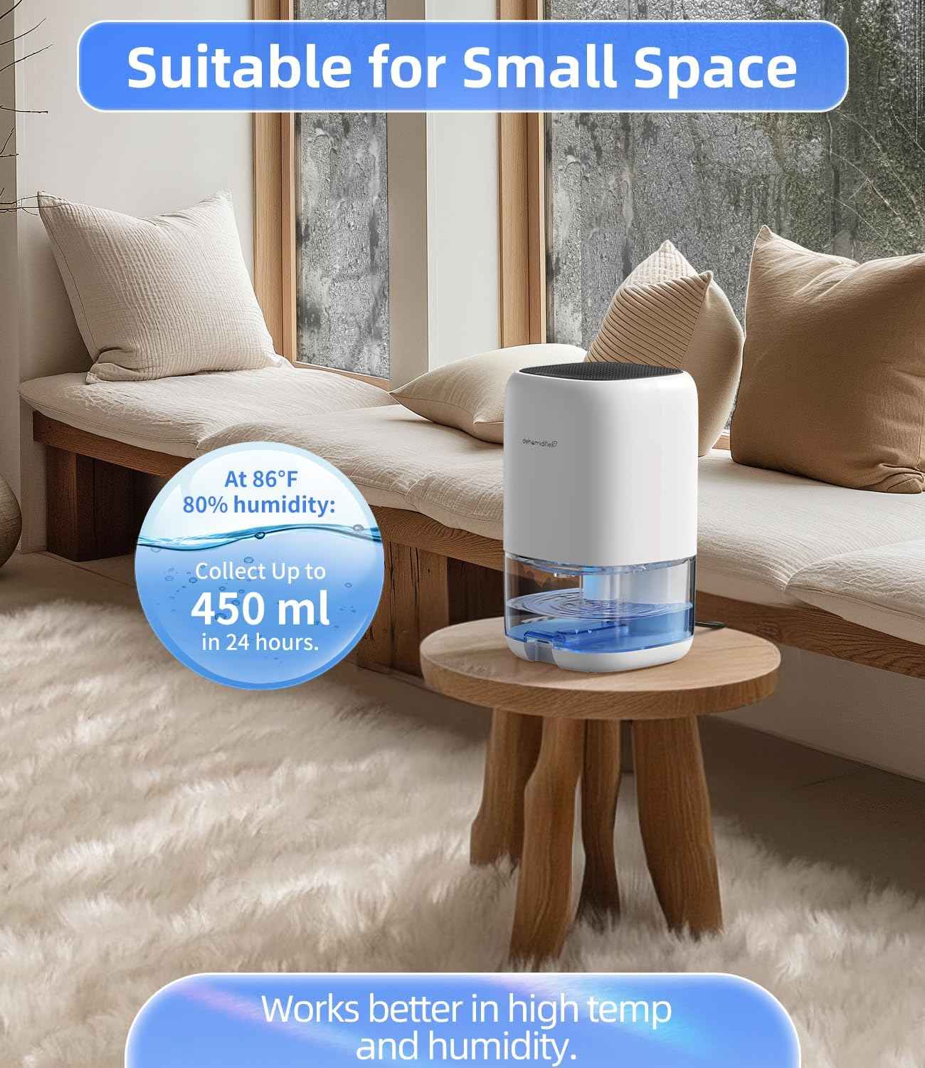 Best Dehumidifier - 35 OZ Small Dehumidifier for Bedroom, Quiet with Auto Shut Off, Ideal for Home, Bathroom, RV, Closet, White (280 sq. ft) - Yenka Supply