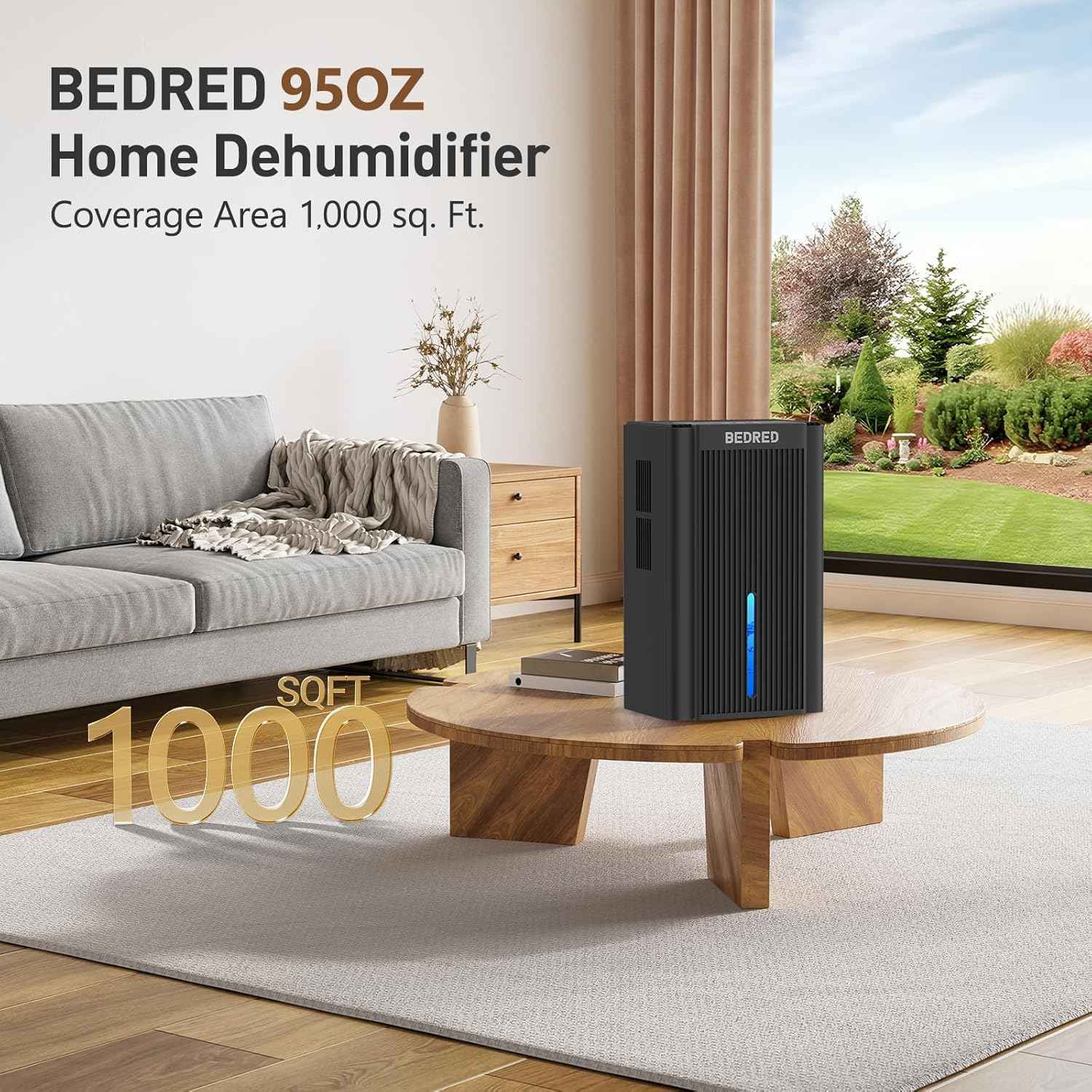 Dehumidifier, 95OZ Dehumidifier for Home 1000 Sq.Ft - Quiet with Auto Shut Off & Relaxing 7 Color Ambient Light,Ideal for Livingroom, Bedroom, Basement(Black)
