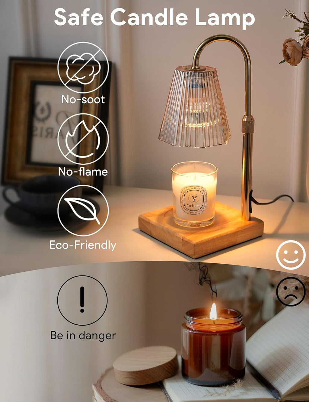 Candle Warmer Lamp with Timer, Dimmable Candle Warmer for Home Decor, Birthday Gifts for Women Mom, Adjustable Height Wax Melt Warmer with 2 Bulbs Yenka Supply