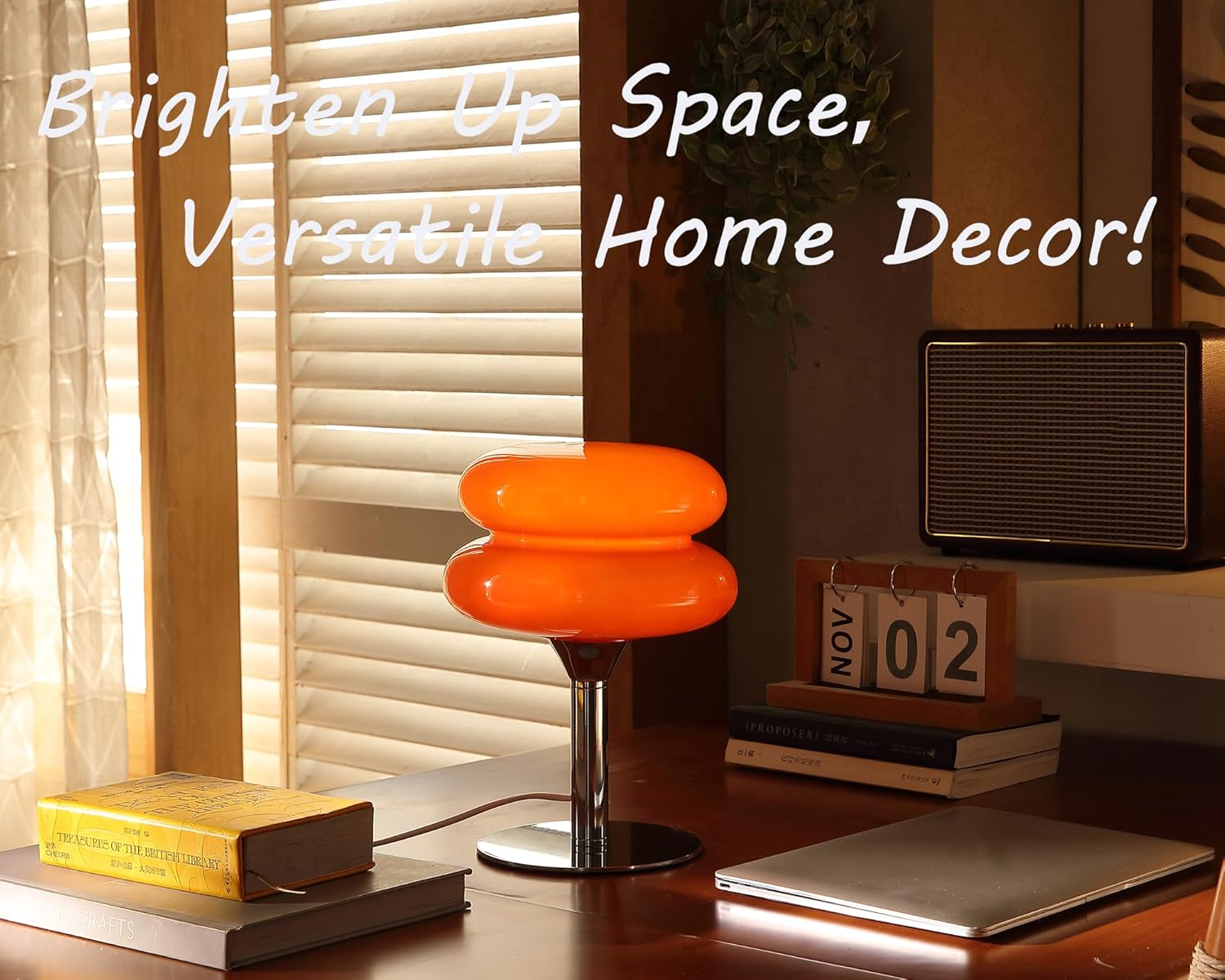 Glivpny Mushroom Lamp Table Lamp for Night Stands,Mid Century Modern Desk Lamps for Bedroom, Vintage Dimmable Bedside Small Lamps, Cute Cool Home Room Aesthetic Decor for Living Room (Orange) Yenka Supply