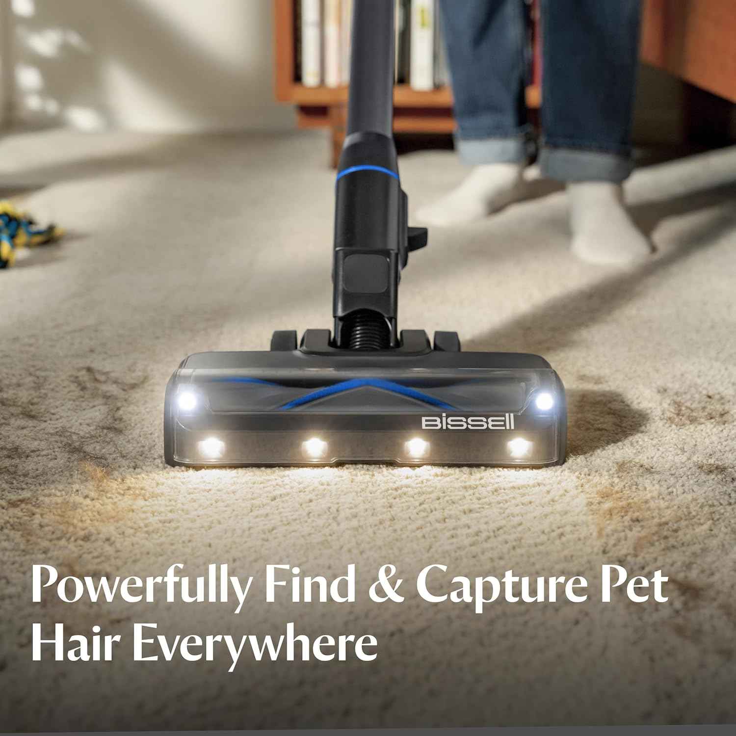 Bissell PowerClean FurGuard 280W Wireless Vacuum with Self-Cleaning Brush Roll, Powerful Suction, Removable Battery, Wall Mount, Upholstery Tool & Bright Headlights