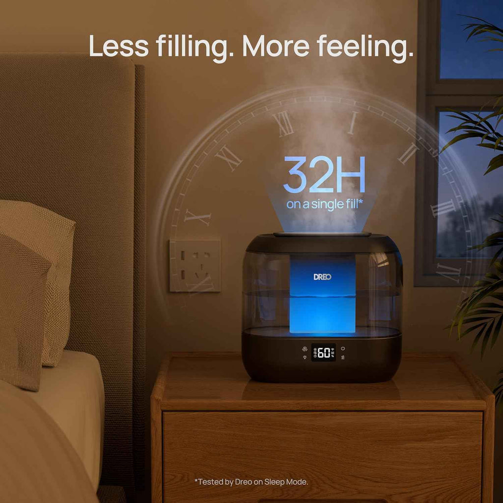 Dreo Smart Humidifiers for Bedroom - Top Fill 4L Large Room Humidifier with 28 dB, 36H Runtime, Touch/APP/Voice Control, Nightlight, Cool Mist for Baby, Plants, Indoor - Black
