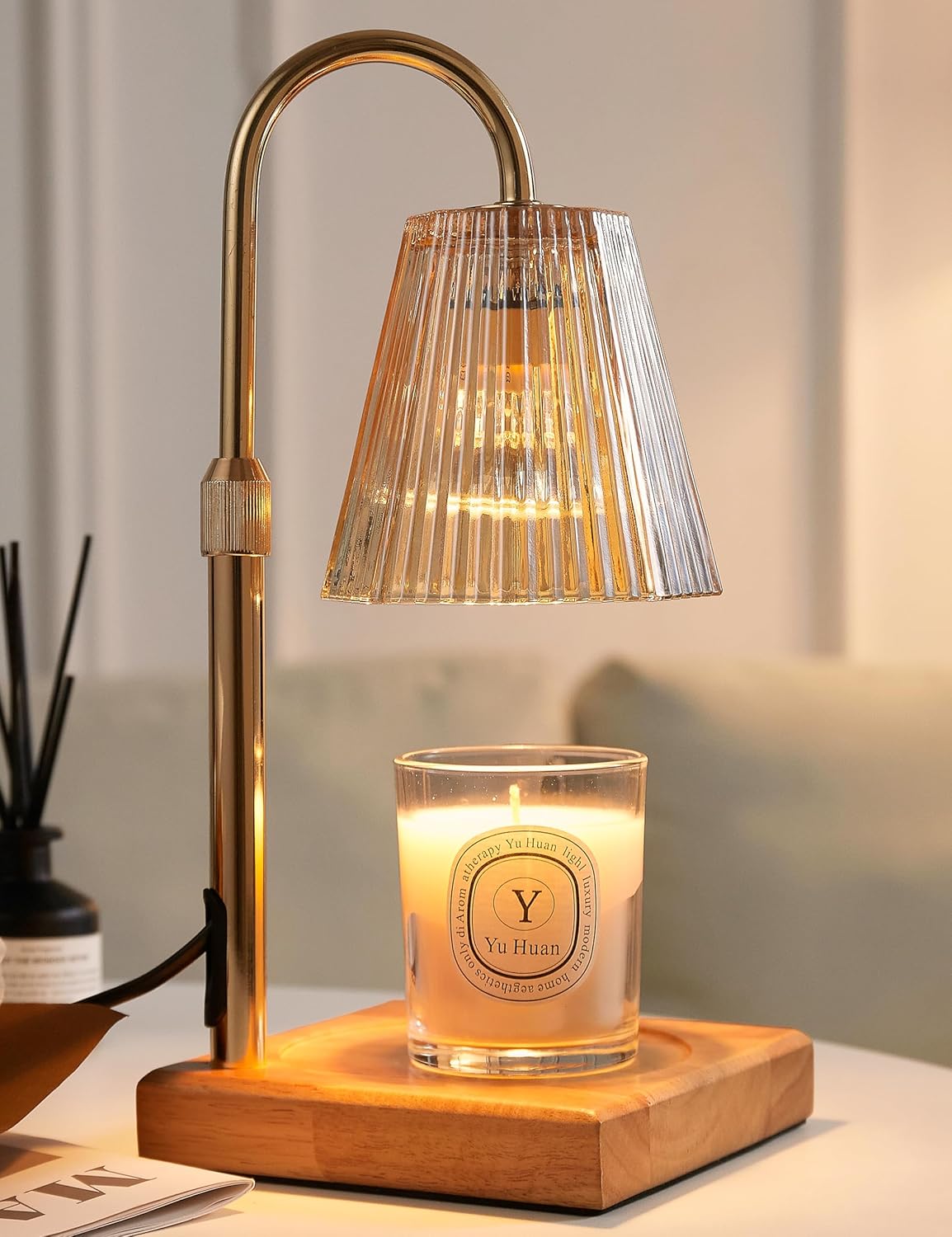 Candle Warmer Lamp with Timer, Dimmable Candle Warmer for Home Decor, Birthday Gifts for Women Mom, Adjustable Height Wax Melt Warmer with 2 Bulbs Yenka Supply