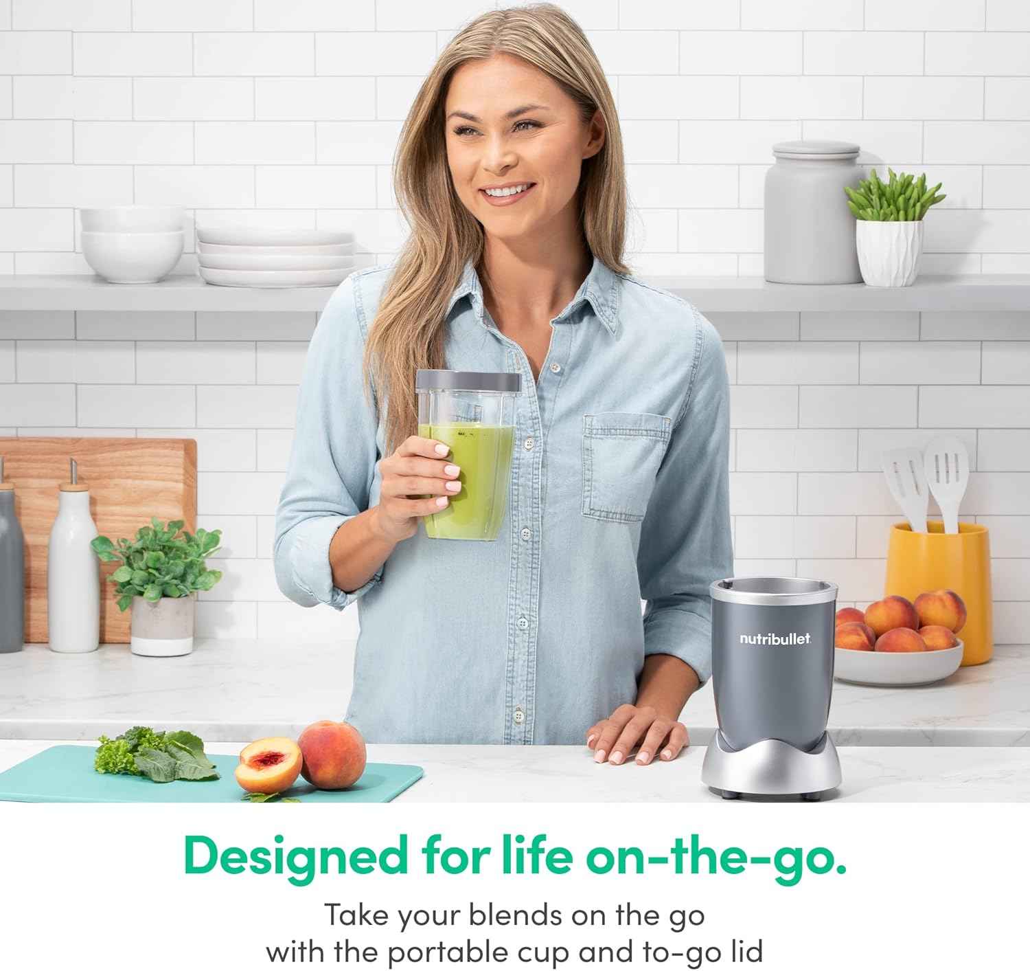 nutribullet Personal Blender, Shakes, Smoothies, Food Prep, and Frozen Blending, 24 Ounces, 600 Watt, Gray, NBR-0601WM - Yenka Supply