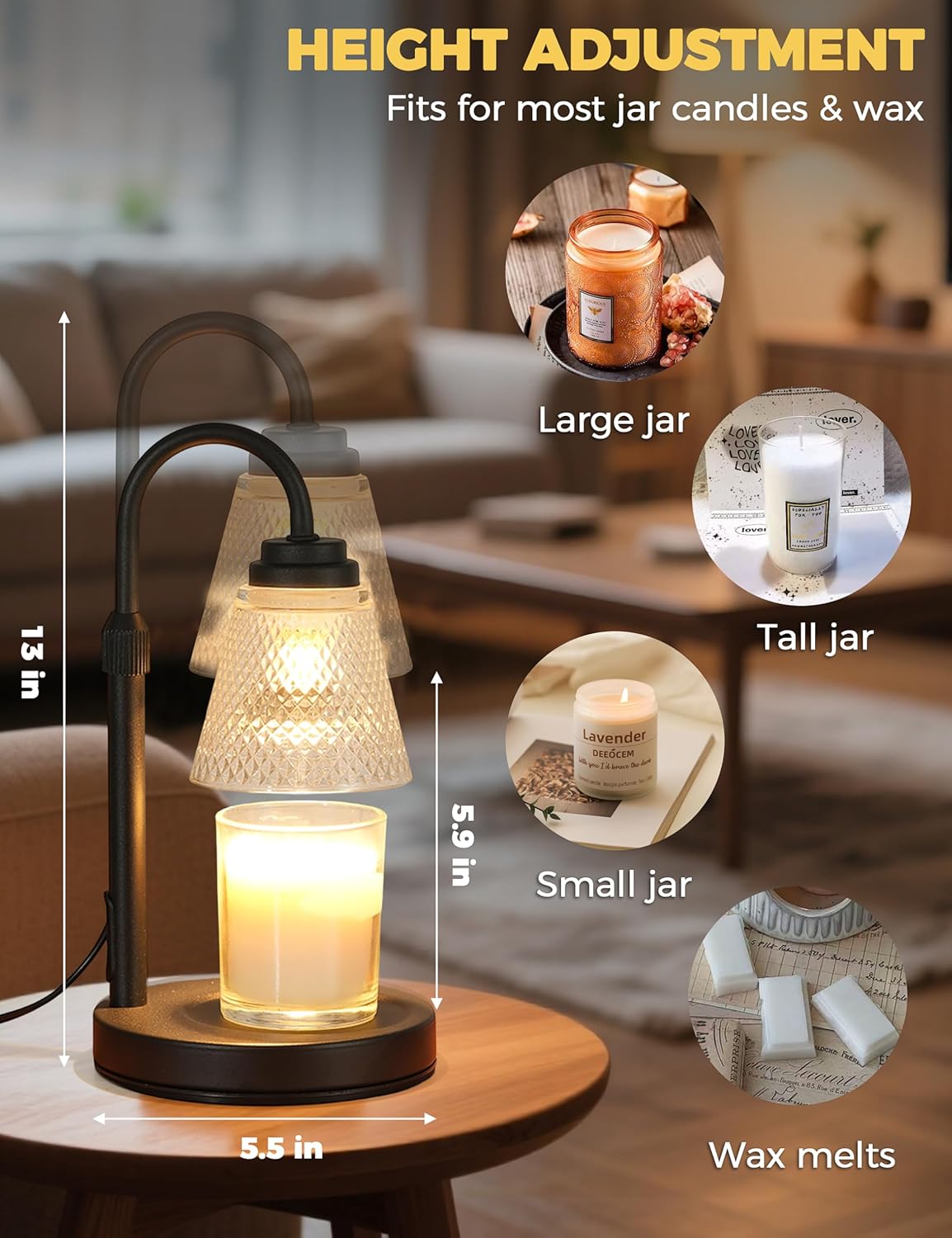 Candle Warmer Lamp with Timer Dimmer, Birthday Gifts for Mom Women Friend Sister, House Warming Gifts, Wax Melt Warmer, Office Apartment Dorm Room Home Decor Yenka Supply