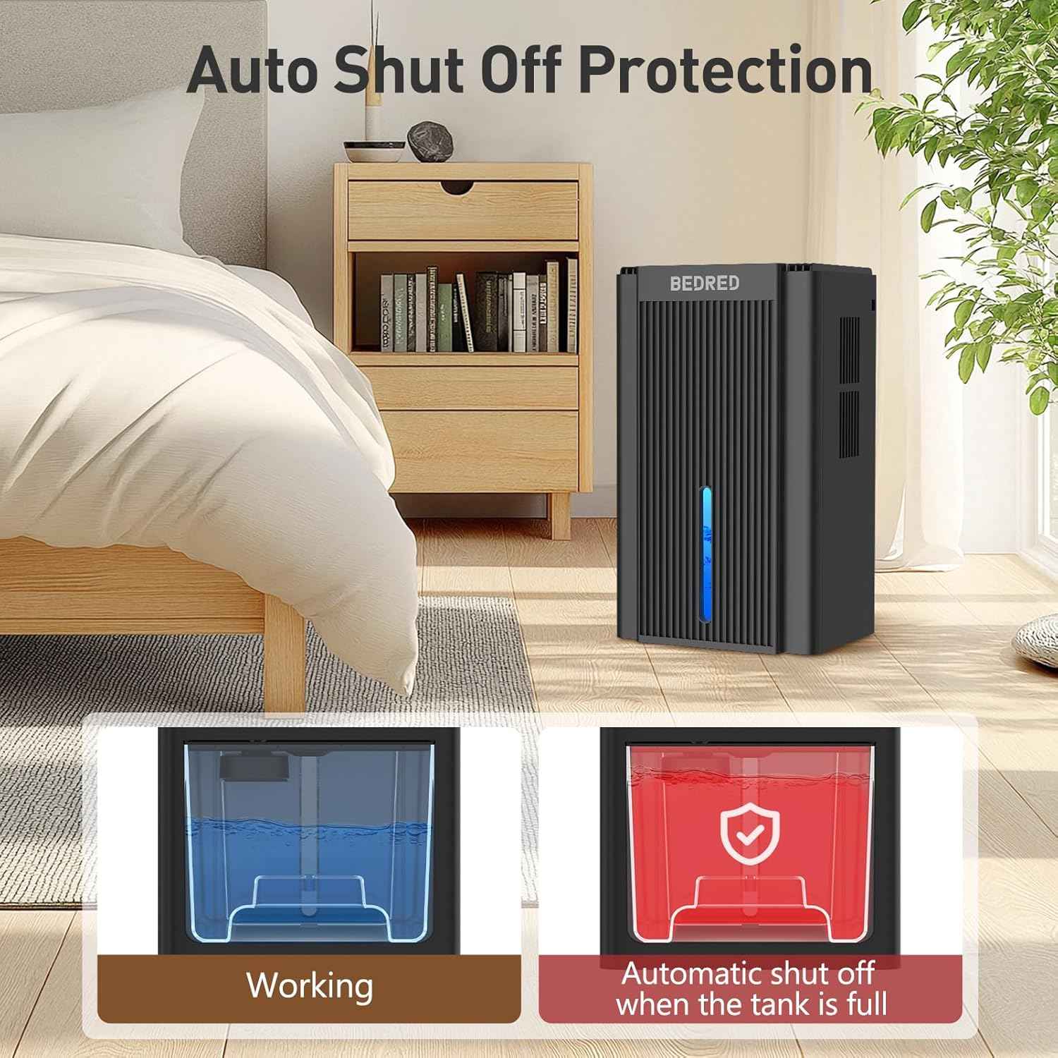 Dehumidifier, 95OZ Dehumidifier for Home 1000 Sq.Ft - Quiet with Auto Shut Off & Relaxing 7 Color Ambient Light,Ideal for Livingroom, Bedroom, Basement(Black)