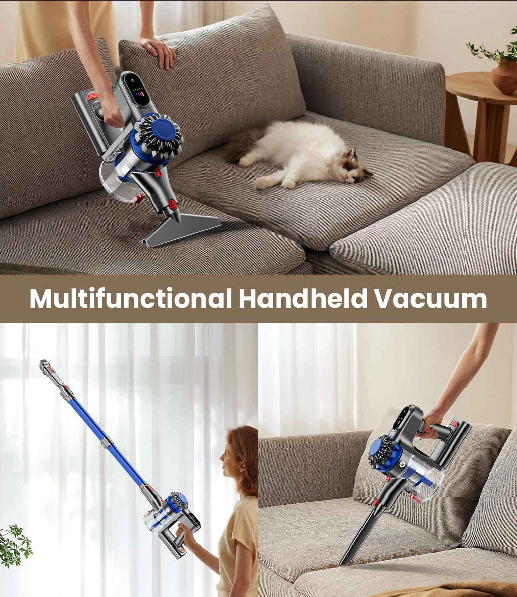 Cordless Vacuum Cleaner 500W/40Kpa - 60Mins Stick Vacuum with LED Display, Anti-Tangle & Wall Mount Charging, 8 in 1 Lightweight for Home and Pet Hair on Hard Floors & Carpet