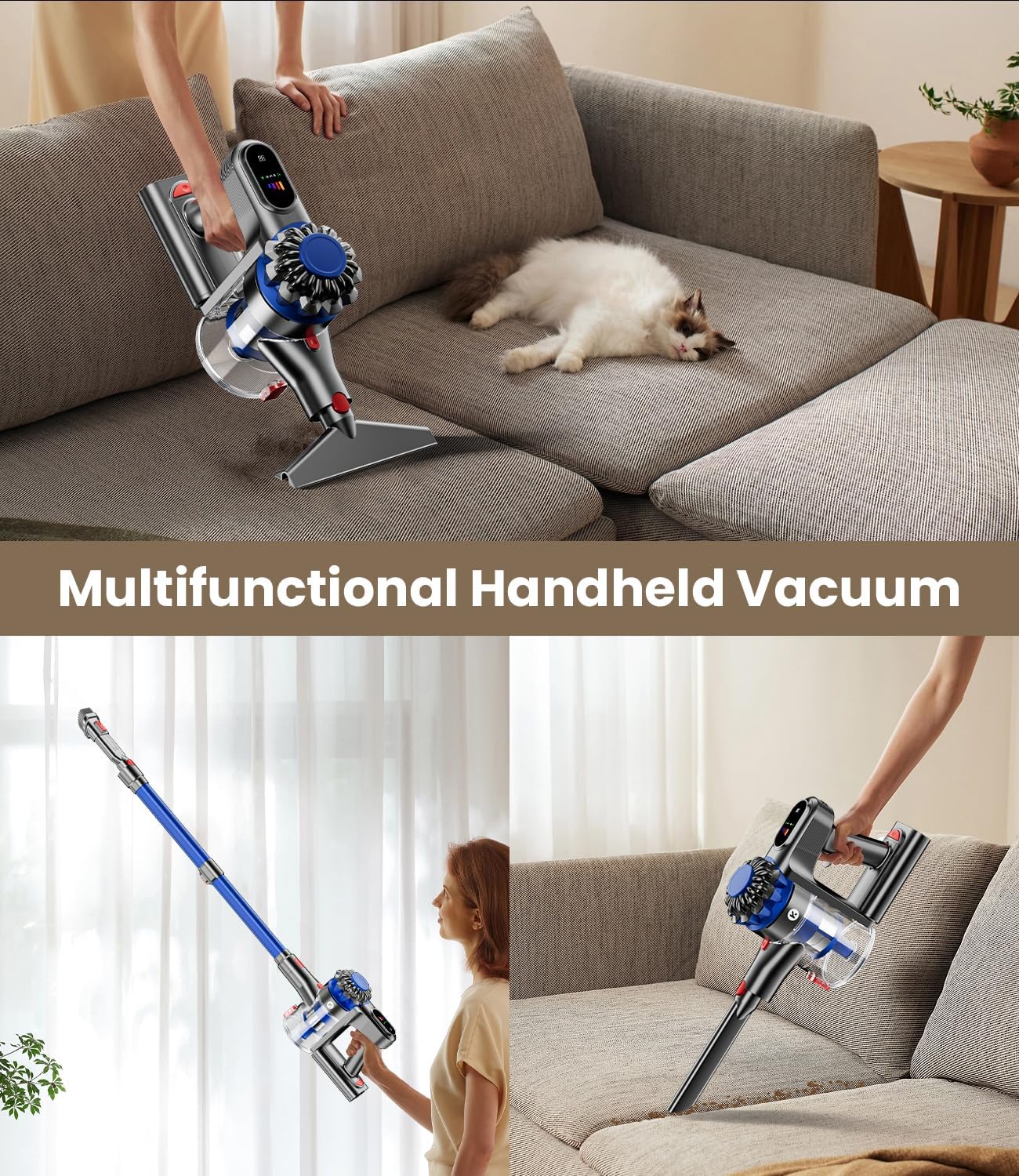 KARDV Cordless Vacuum Cleaner, 500W/40Kpa Vacuum Cleaners for Home, 60Mins Stick Vacuum with LED Display, Anti-Tangle & Wall Mount Charging, 8 in 1 Lightweight Vacuum for Hard Floors Carpet Pet Hair Yenka Supply