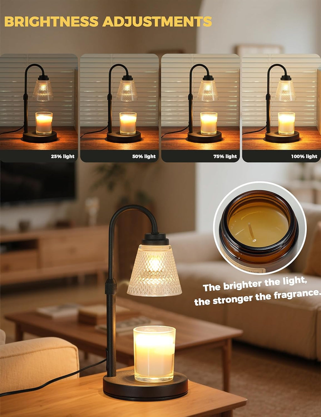 Candle Warmer Lamp with Timer Dimmer, Birthday Gifts for Mom Women Friend Sister, House Warming Gifts, Wax Melt Warmer, Office Apartment Dorm Room Home Decor Yenka Supply