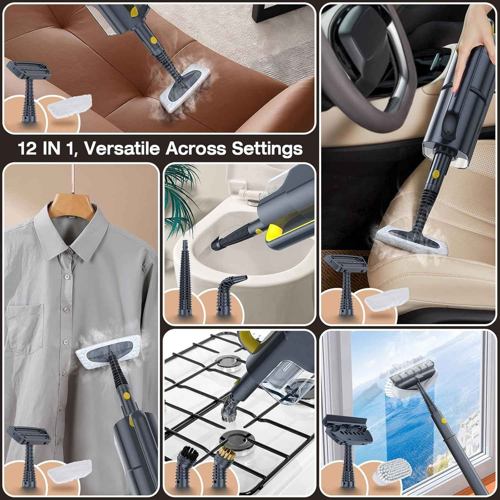 ScrubWiz Handheld Steam Cleaner - 10-in-1 Steam Mop with Detachable Cleaner, Quick Heat, 350ml Capacity, Perfect for Floors, Carpets, Tiles, and BBQ Grills - Yenka Supply
