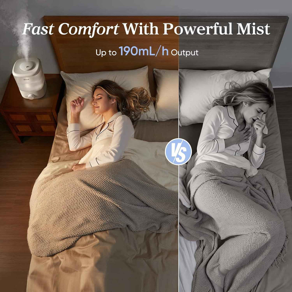 LEVOIT Top Fill Humidifier for Blocked Nose, 2.5L Tank for Large Room, Quiet Cool Mist Air Humidifier for Home Baby Nursery & Plants, Easy to Fill & Clean, Auto Shut-off for Safety, 25H