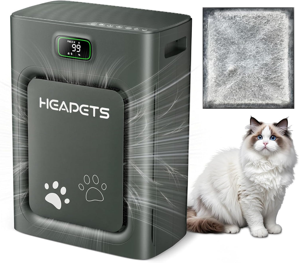 Pet Air Purifier for Home Large Room 2500 sq ft, H13 HEPA Washable Double-Sided Filter,Air Cleaner for Pet Hair Dander Odor Allergies Pollutant Smoke Dust,PM2.5 Air Quality Monitor,Auto Mode,P358 Grey Yenka Supply