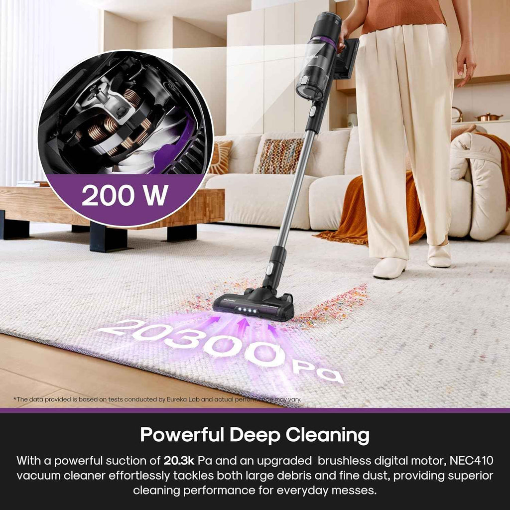Eureka Cordless Stick Vacuum - 50 Min Runtime, 5.5 lbs Lightweight, Ideal for Pet Hair & Allergies on Hardwood & Carpet, ReactiClean 410