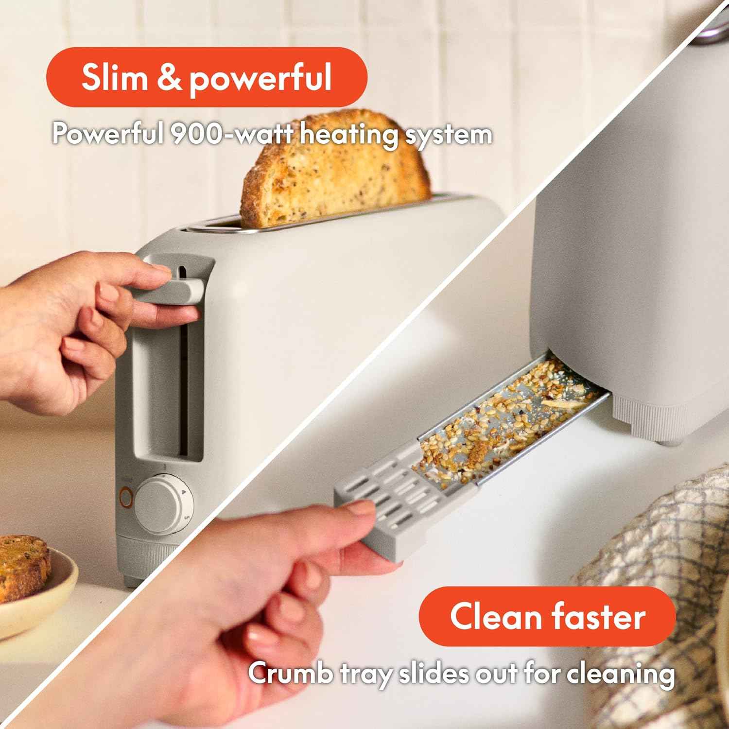 Bella Slim Toaster with 6 Setting Shade Control, 10” Long Slot, Auto Shutoff & Reheat Functions - Yenka Supply