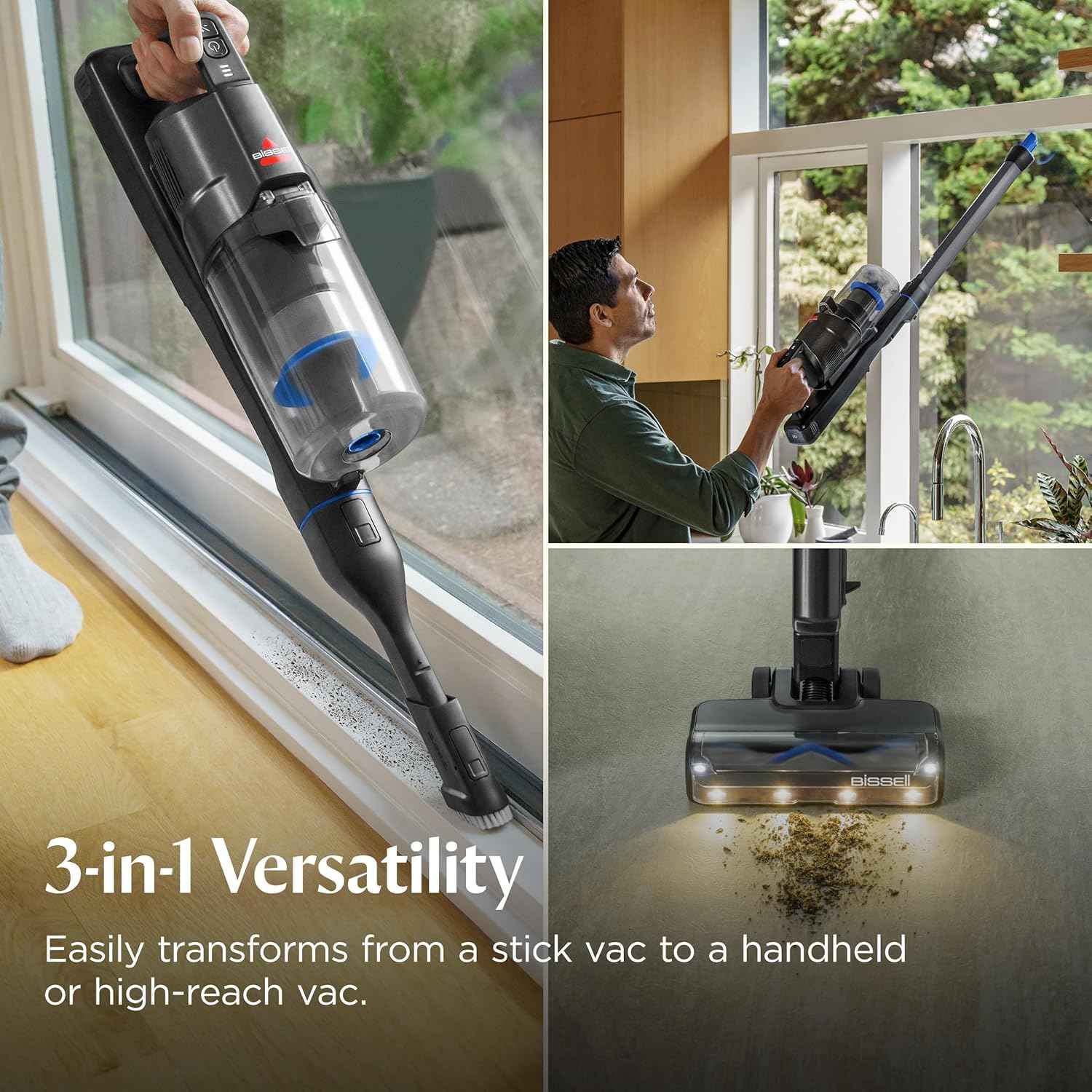 Bissell PowerClean FurGuard 280W Wireless Vacuum with Self-Cleaning Brush Roll, Powerful Suction, Removable Battery, Wall Mount, Upholstery Tool & Bright Headlights