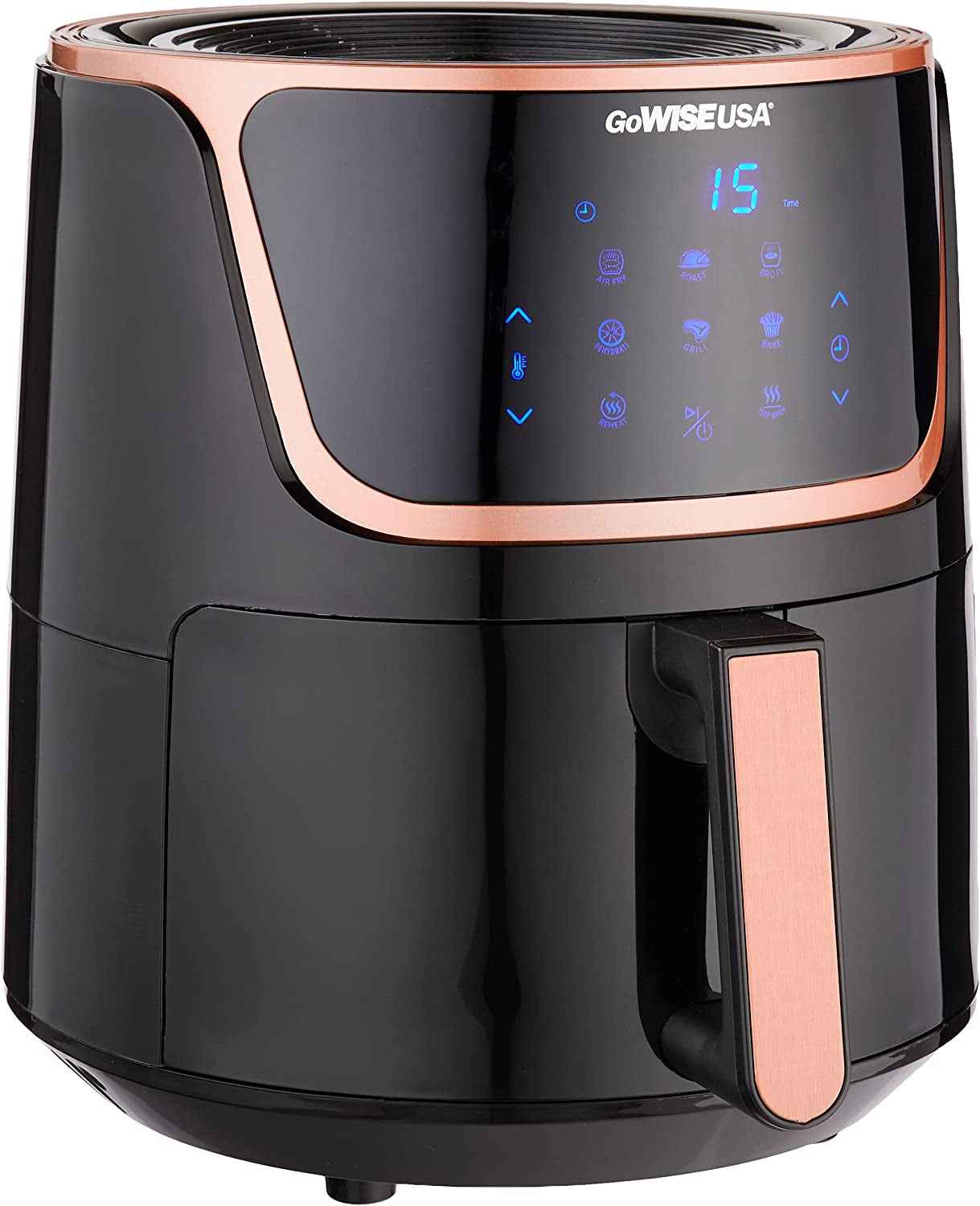 Best Air Fryer 7-Quart with Dehydrator, 3 Stackable Racks, Digital Touchscreen, 8 Functions & Recipes, Black/Copper - Yenka Supply