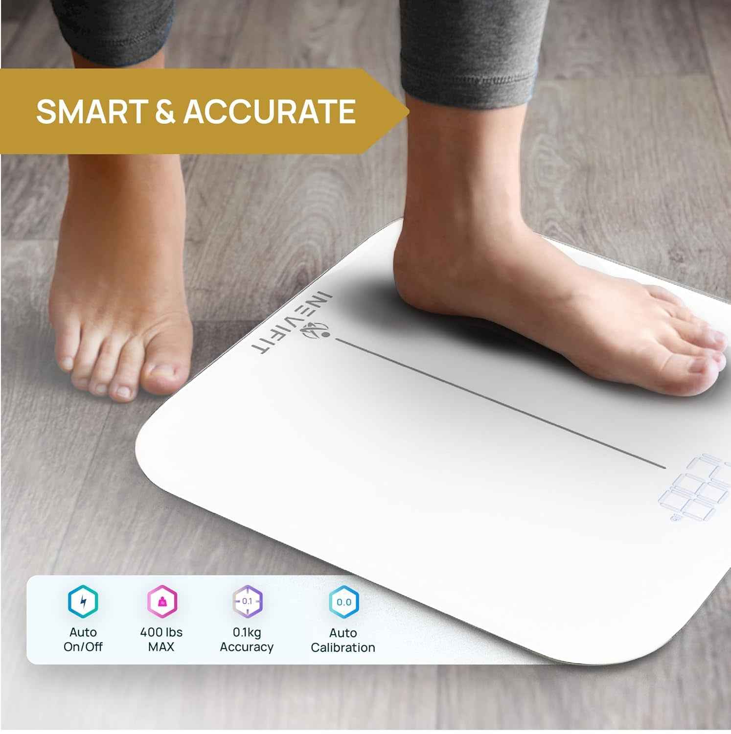 Smart Premium Digital Bathroom Scales - Highly Accurate Bluetooth Body Weight Scale for Precise Weight & BMI Measurement for Unlimited Users - Yenka Supply